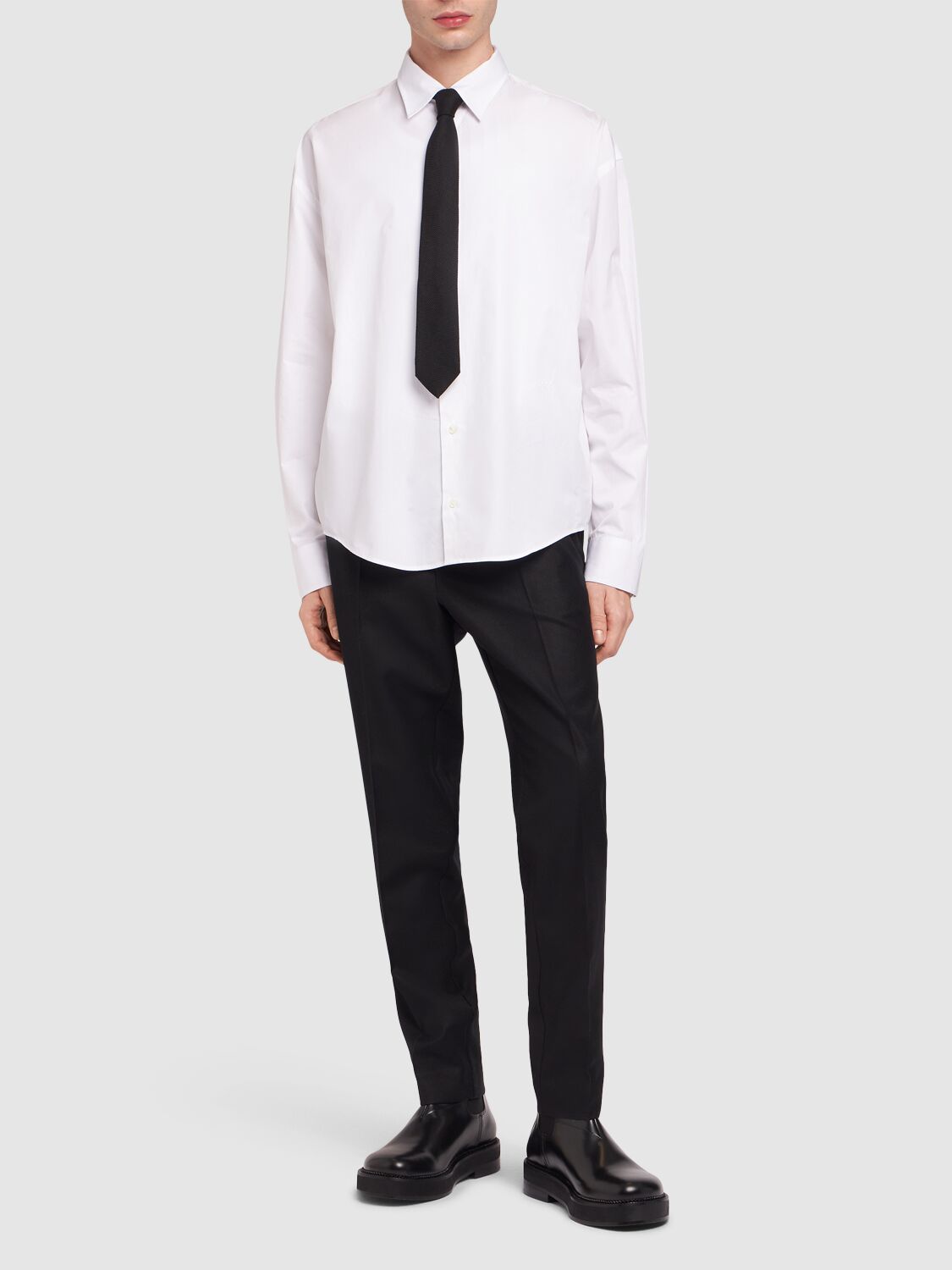 Shop Ami Alexandre Mattiussi Boxy Cotton Shirt In White