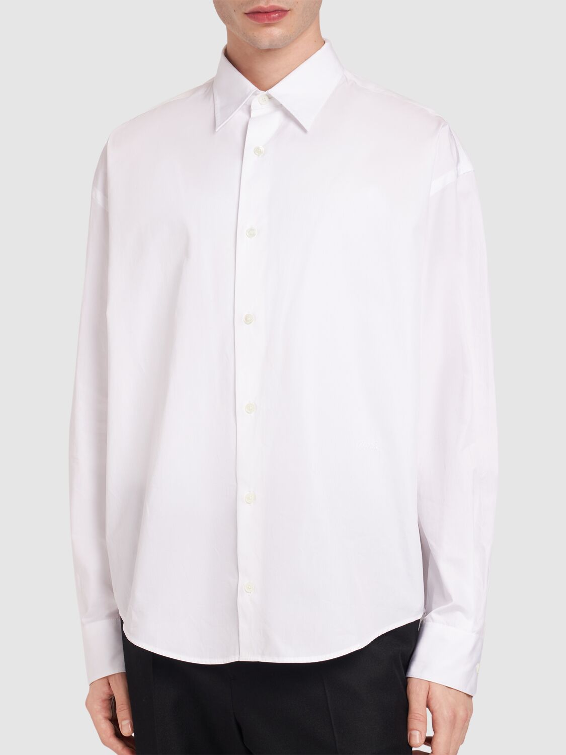 Shop Ami Alexandre Mattiussi Boxy Cotton Shirt In White