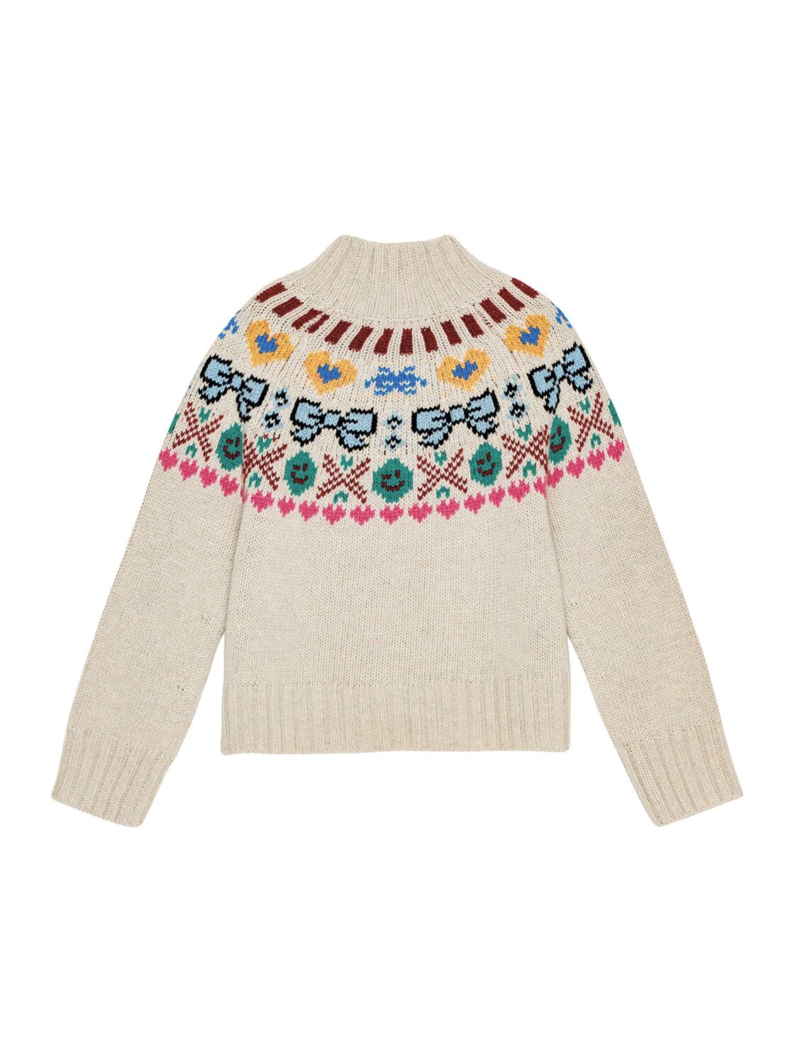 Shop Molo Intarsia Wool Knit Sweater In Beige/multi