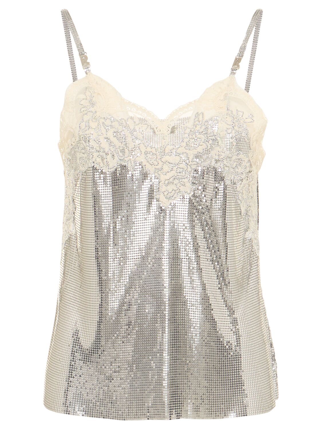 Image of Sequined Top W/ Lace