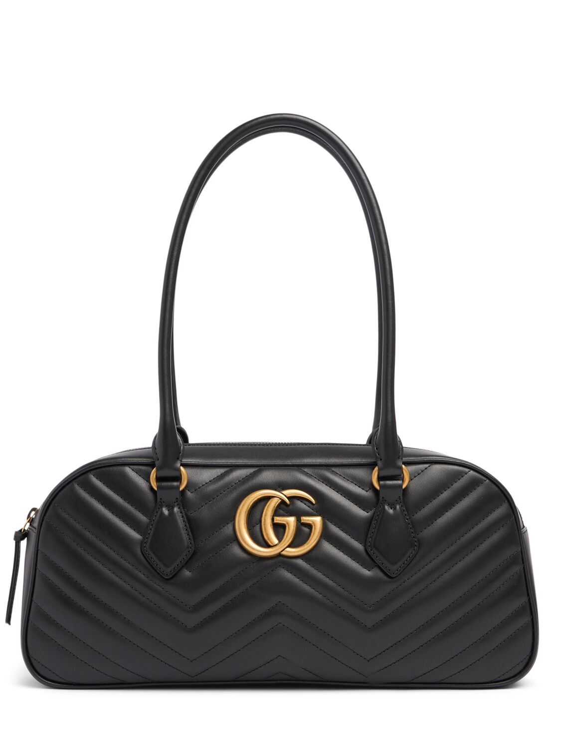 Gucci Gg Marmont Leather Top Handle Bag In Black