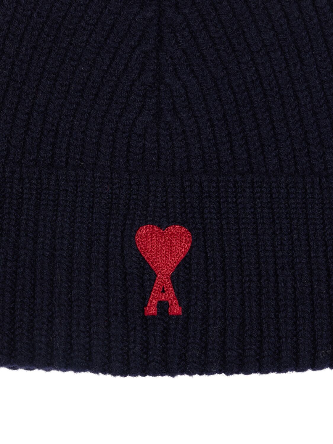 Shop Ami Alexandre Mattiussi Adc Logo Wool Beanie In Navy/red/414