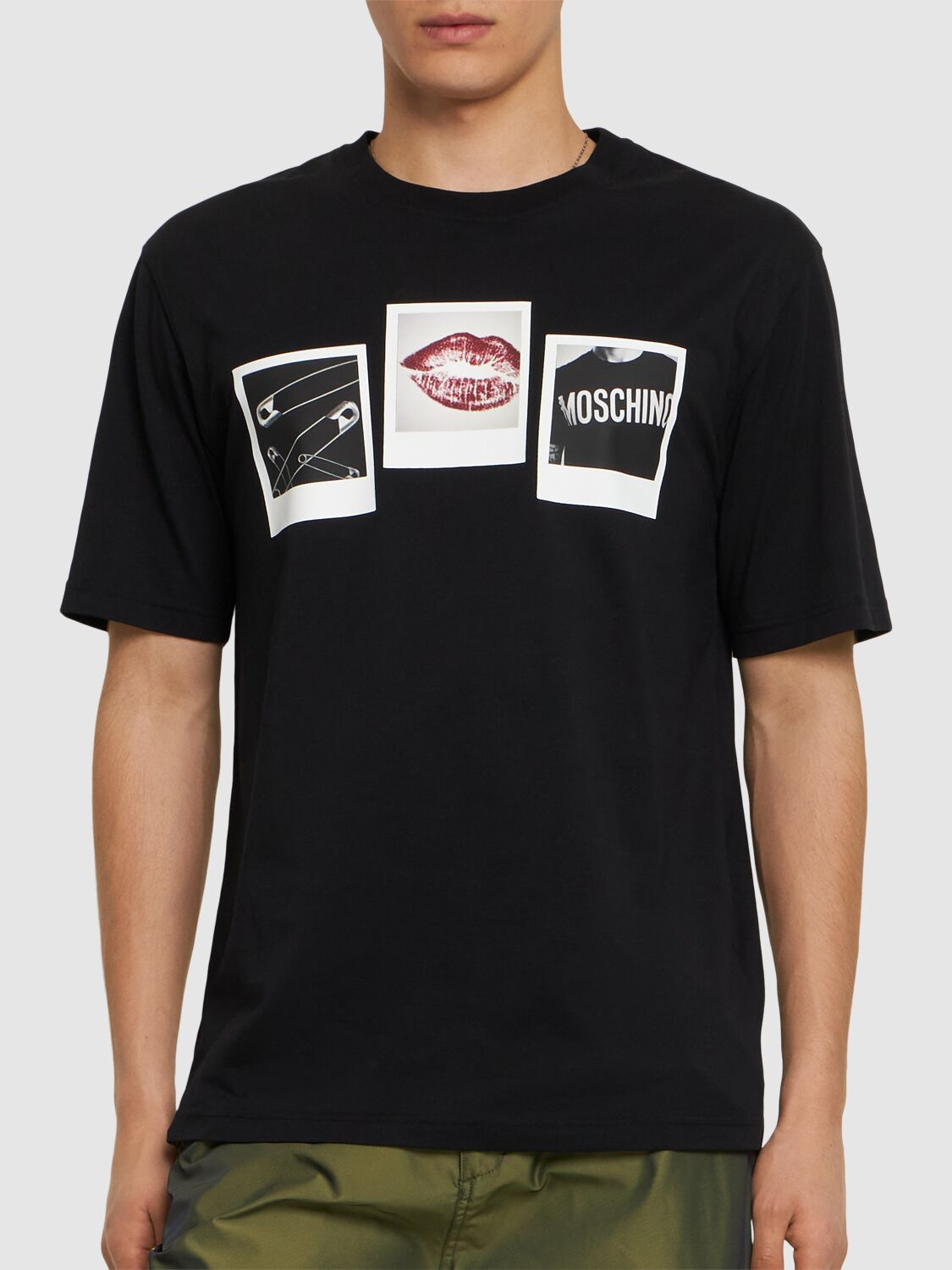 Shop Moschino Archive Graphics Polaroid T-shirt In Black