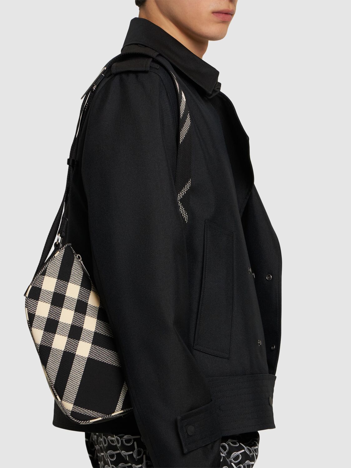 Shop Burberry Small Maderia Check Shield Shoulder Bag In Black