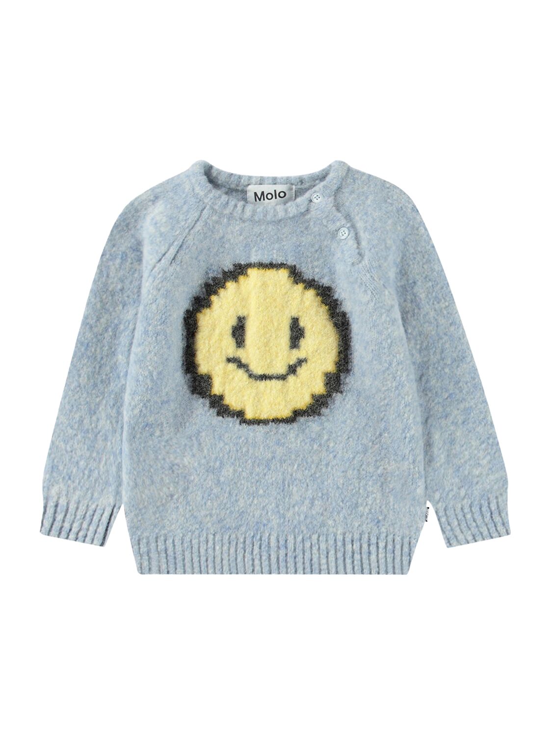 Molo Smiley Wool Blend Knit Sweater In Blue