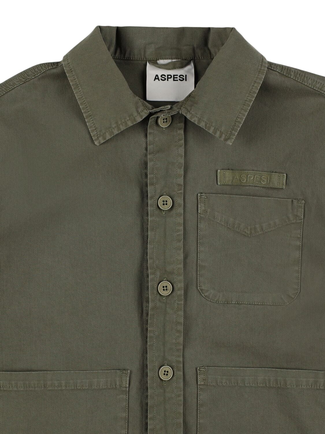Shop Aspesi Cotton Gabardine Shirt Jacket In Military Green