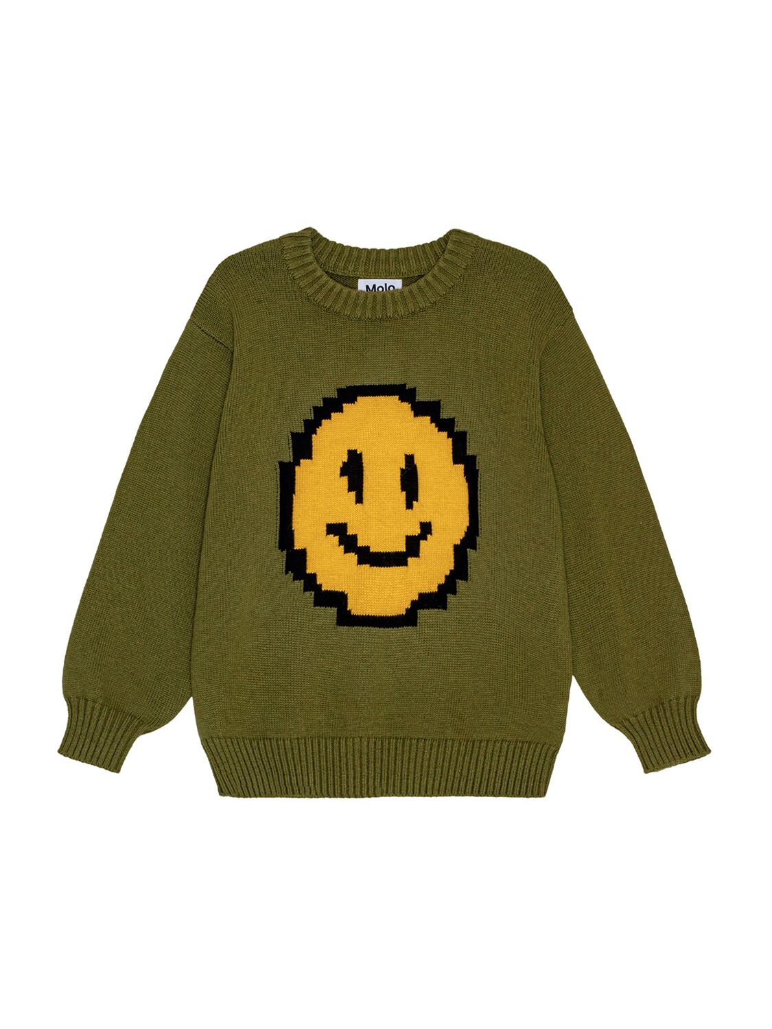 Molo Smiley Cotton & Wool Knit Sweater In Green