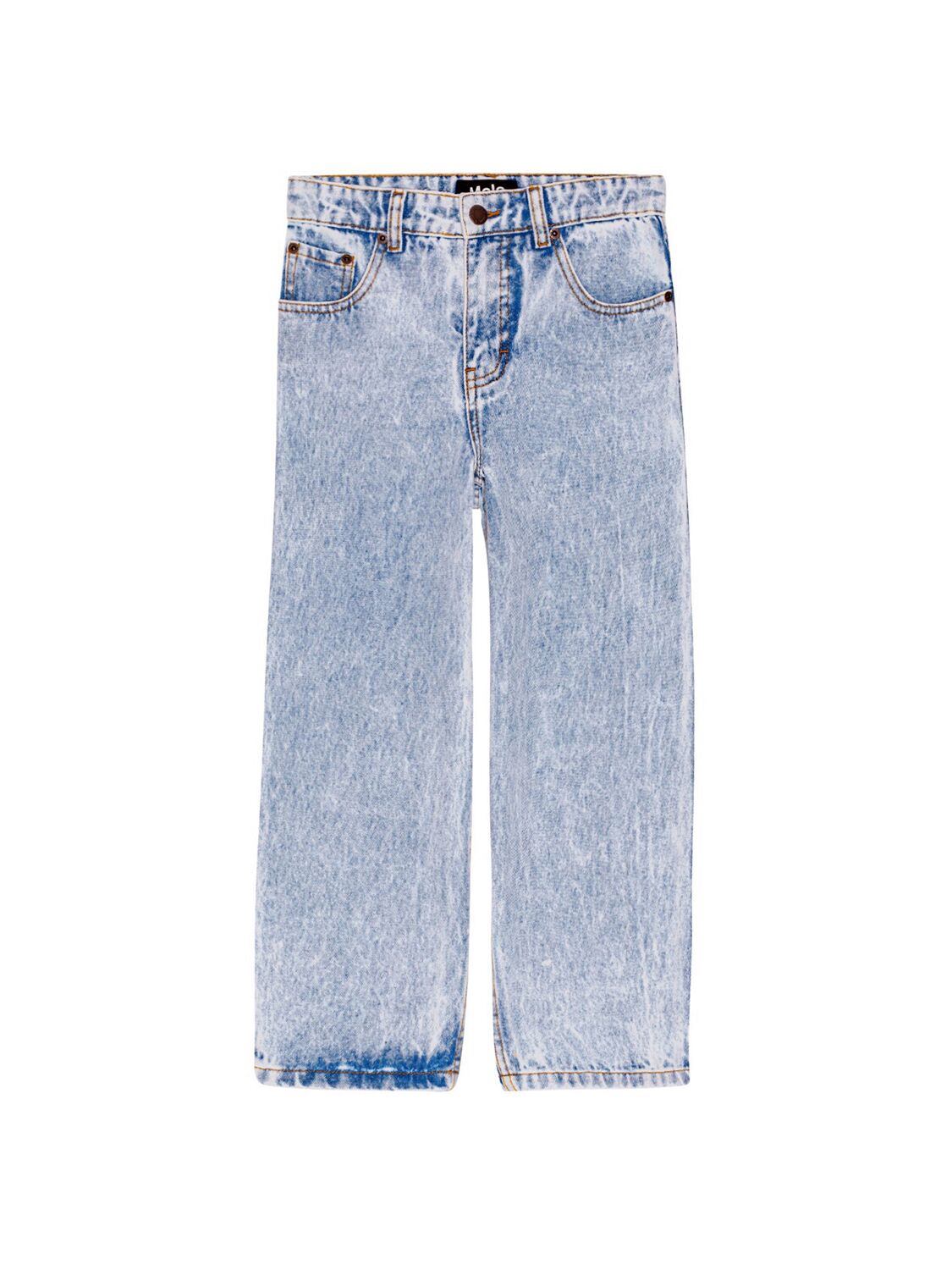 Molo Cotton Denim Pants In Light Blue