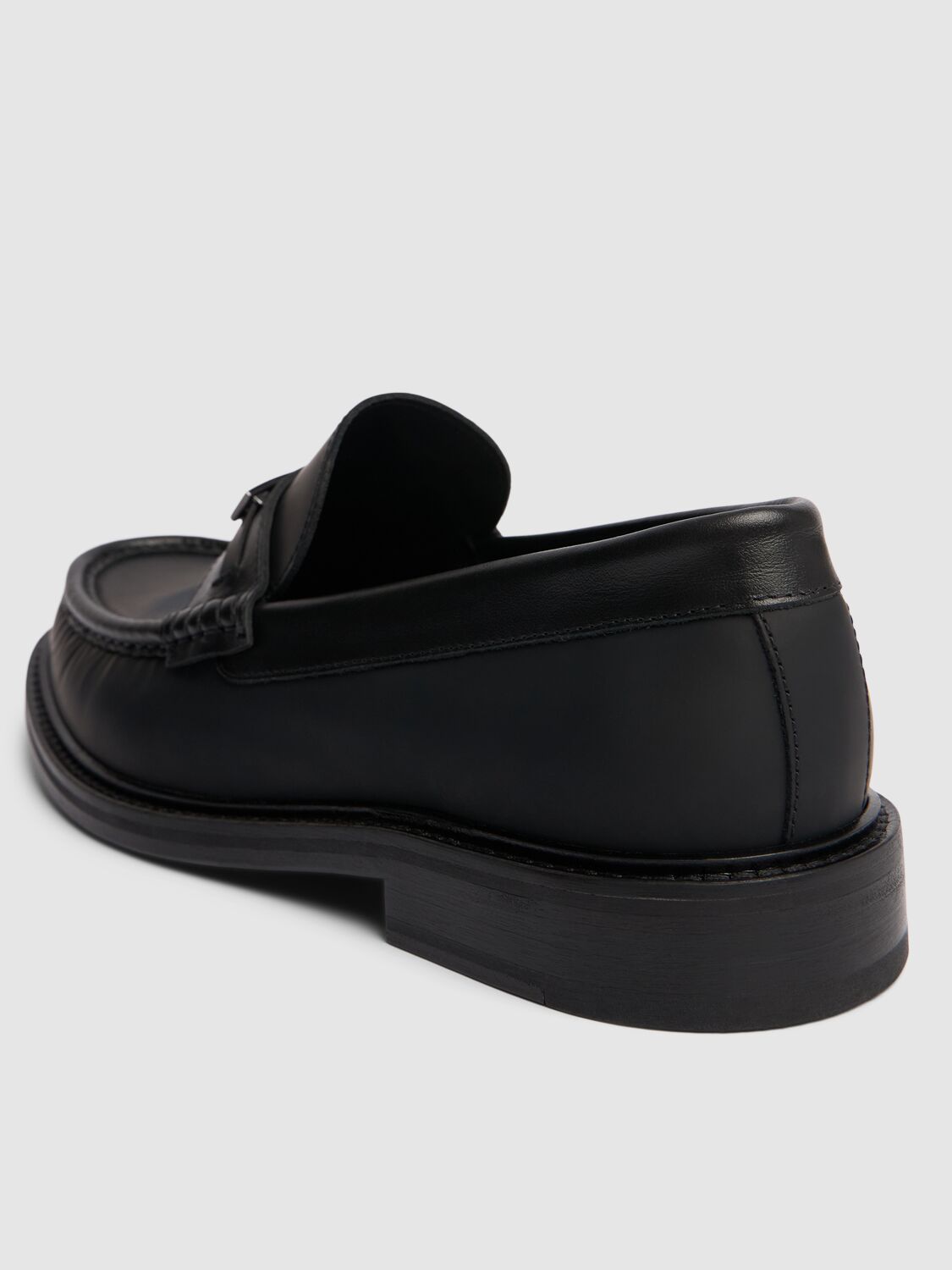 Shop Moschino College Leather Loafers In 黑色