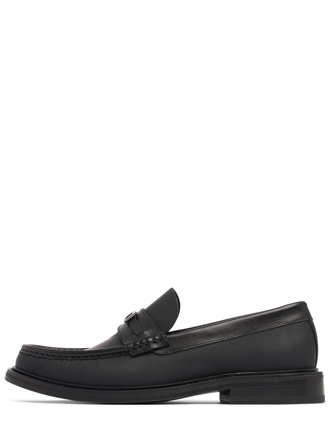 Moschino College Leather Loafers In 黑色