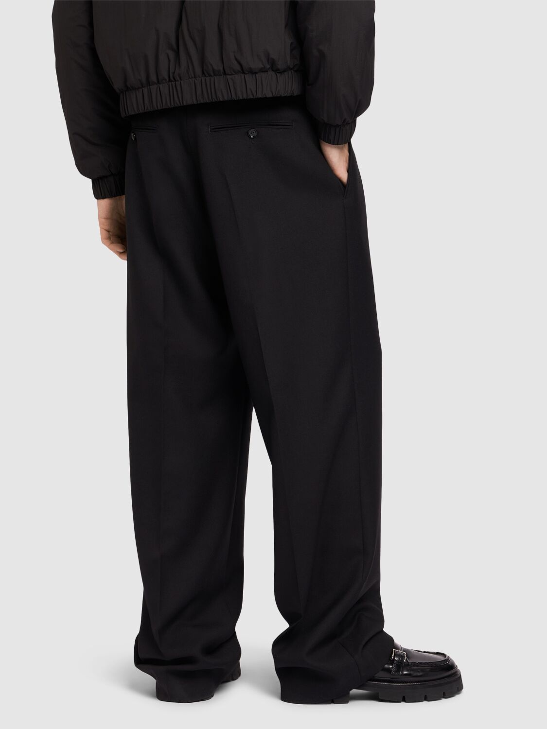 Shop Ami Alexandre Mattiussi Oversized Wool Gabardine Pants In Black