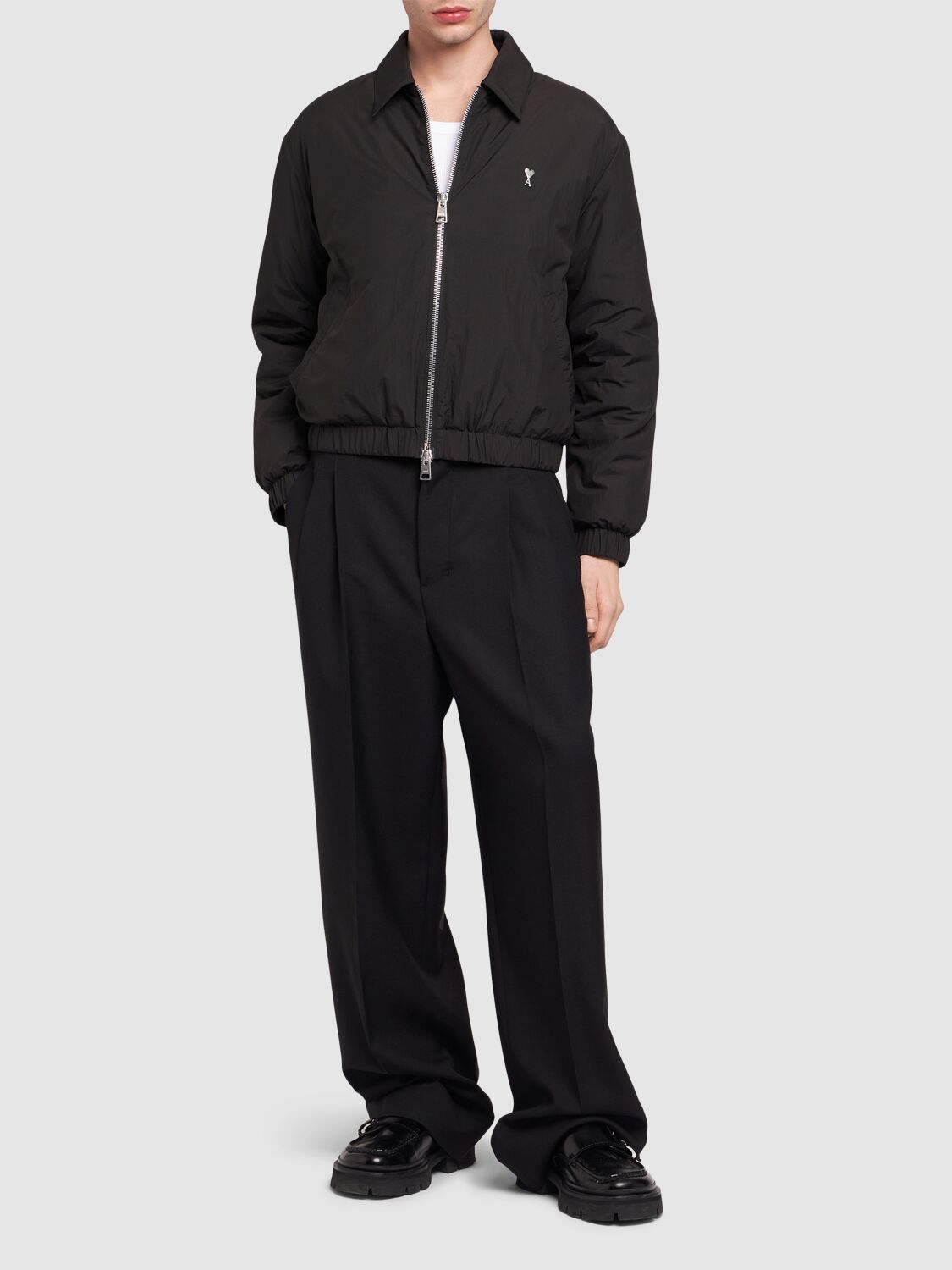 Shop Ami Alexandre Mattiussi Oversized Wool Gabardine Pants In Black