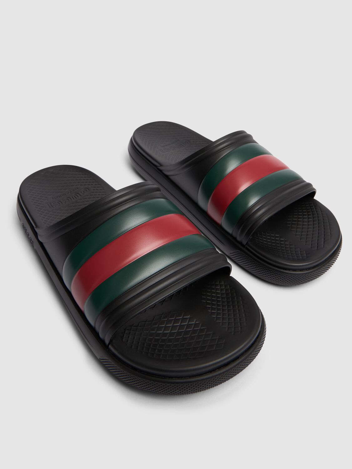 Shop Gucci Ace Rubber Slides In Black,green,red