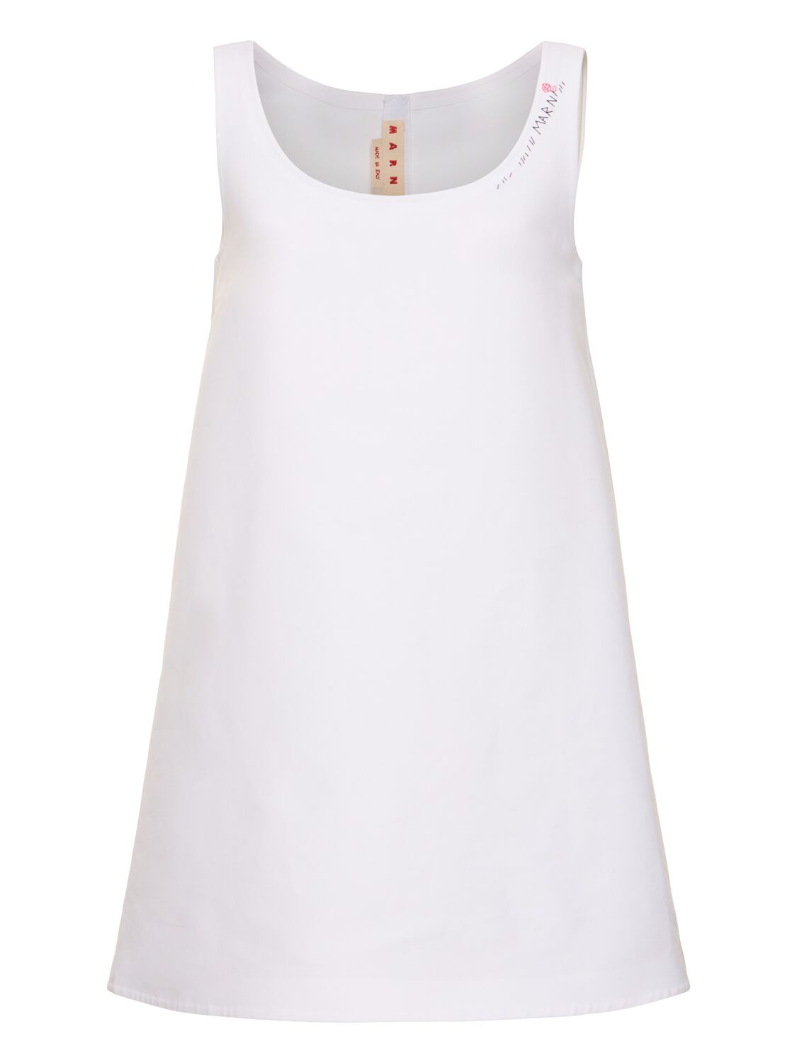 Marni Cotton Cady Logo Mini Dress In White
