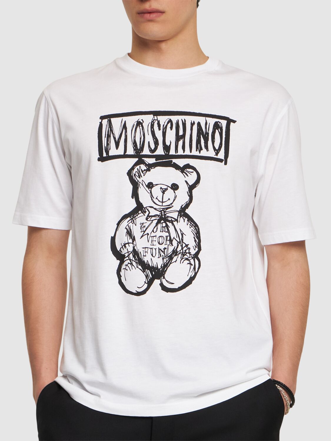 Shop Moschino Teddy Short Sleeve T-shirt In 白色