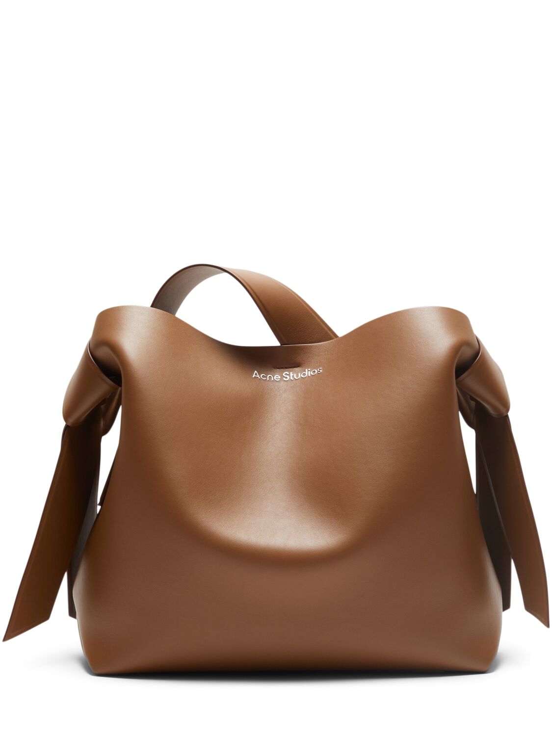 Acne Studios Midi Musubi Leather Tote Bag In Camel Brown
