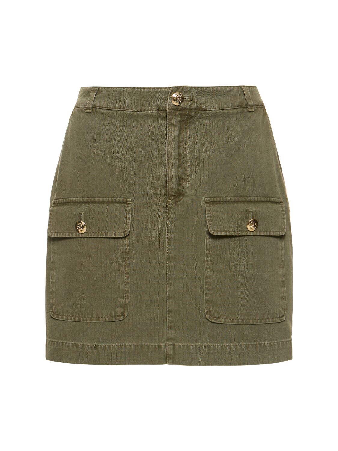 Shop Anine Bing Aliza Cotton Mini Skirt In Army Green