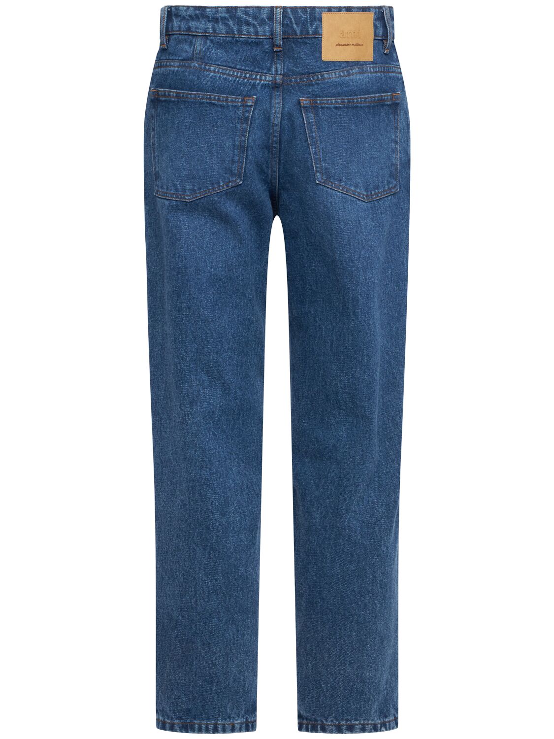 Shop Ami Alexandre Mattiussi Tapered Cotton Denim Jeans In Used Blue