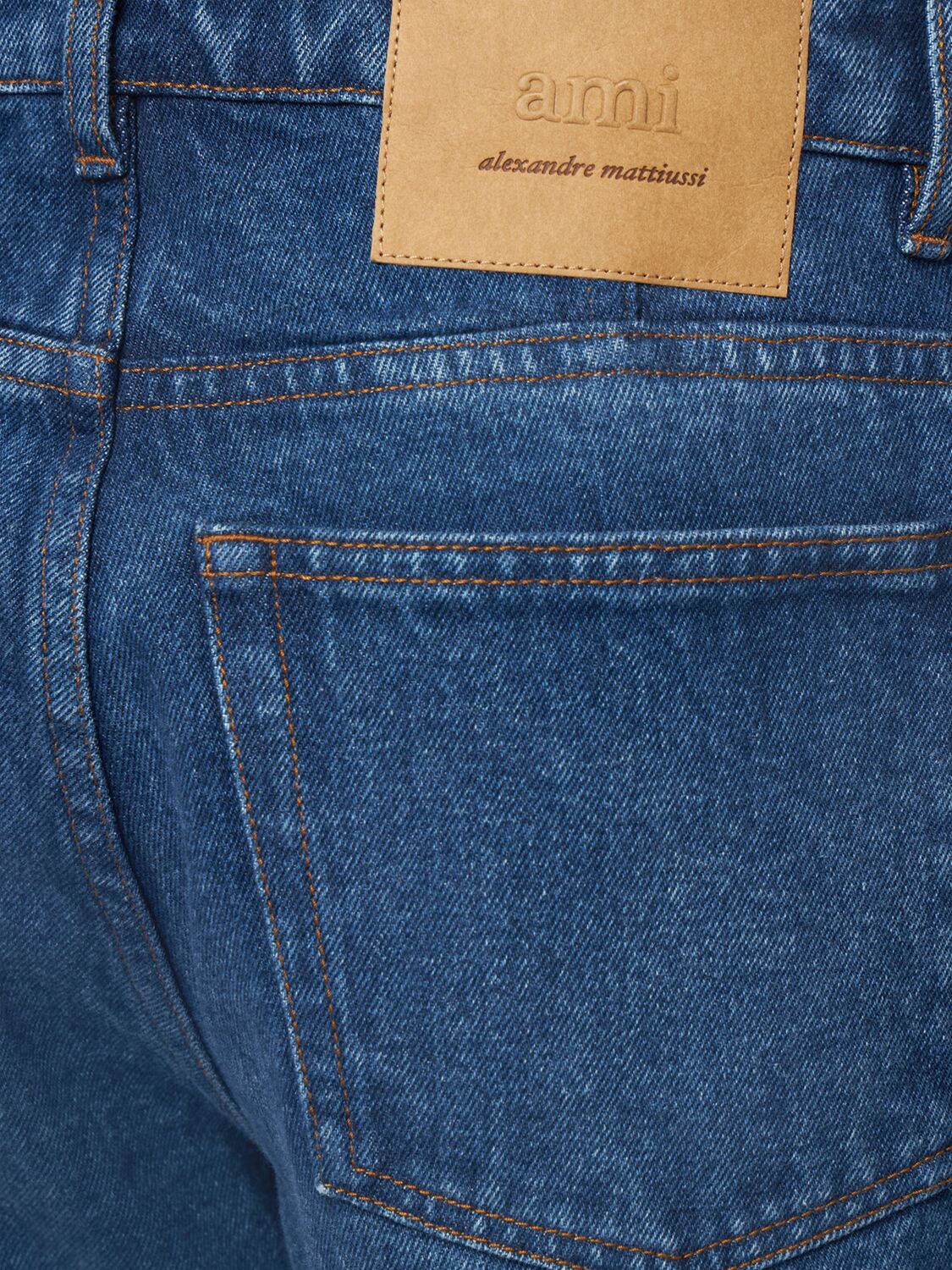 Shop Ami Alexandre Mattiussi Tapered Cotton Denim Jeans In Used Blue