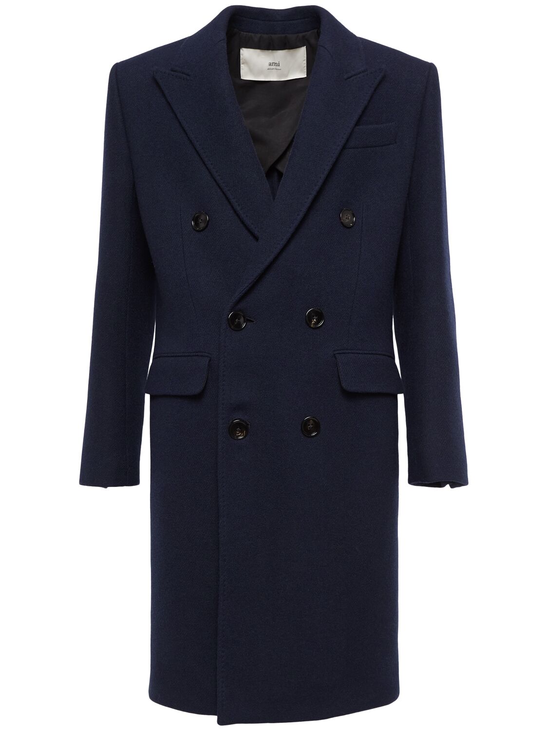 Ami Alexandre Mattiussi Double Breasted Wool Coat In Navy