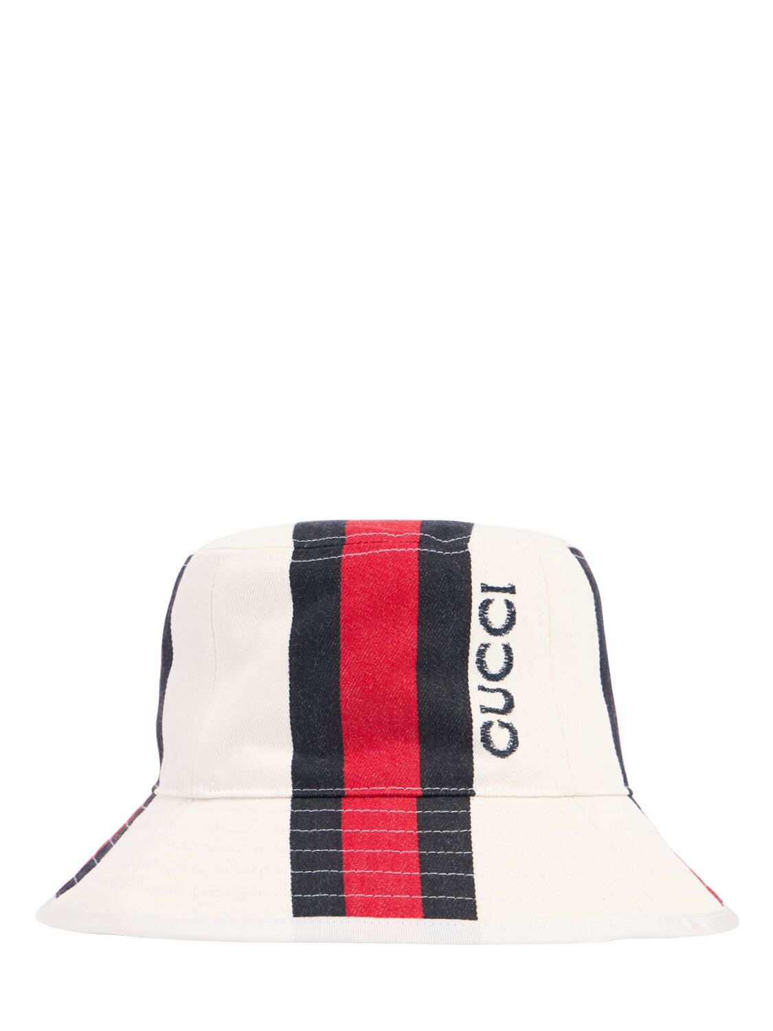 Gucci Stew Web Cotton Bucket Hat In White,multi