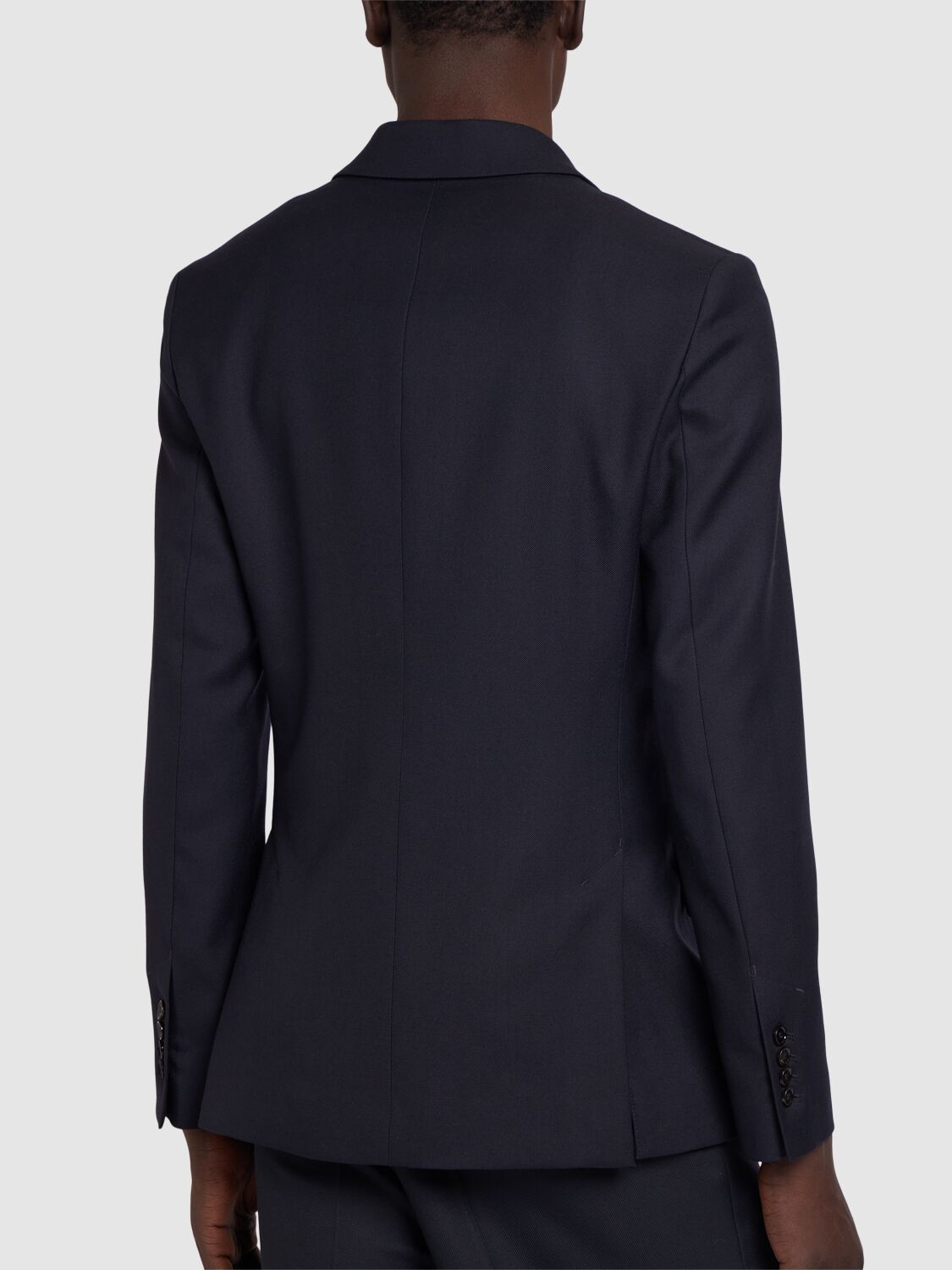 Shop Ami Alexandre Mattiussi Double Breasted Wool Gabardine Blazer In Navy