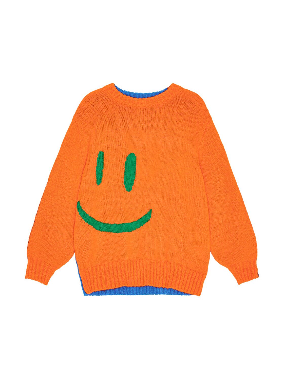 Molo Smiley Wool Blend Knit Sweater In Orange/blue