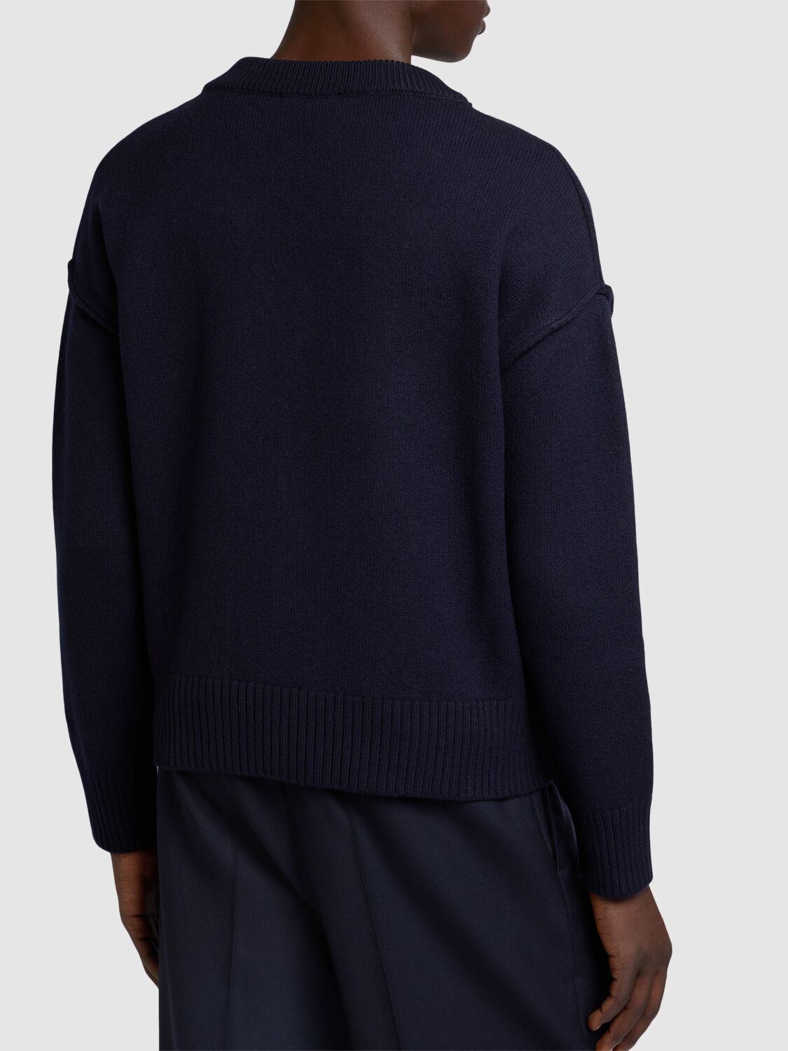 Shop Ami Alexandre Mattiussi Adc Wool Cardigan In Navy/red