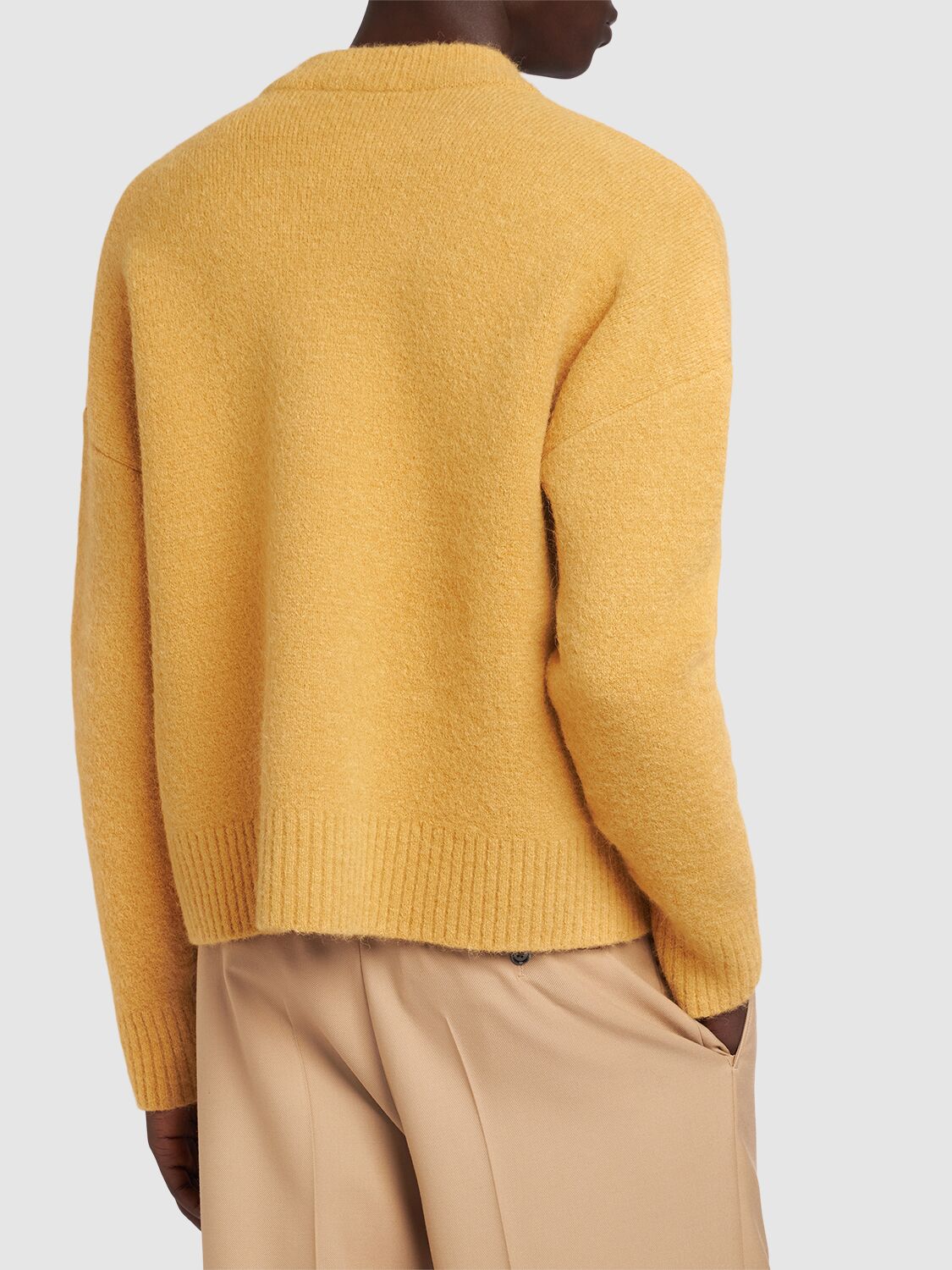 Shop Ami Alexandre Mattiussi Adc Alpaca Blend Cardigan In Mustard