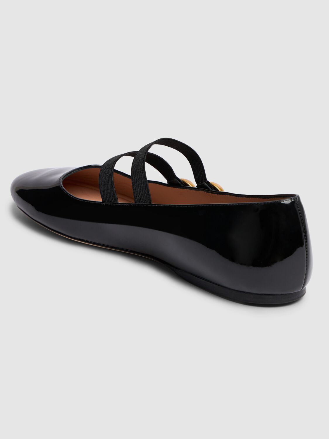 Shop Moschino 5mm Patent Leather Flats In Black