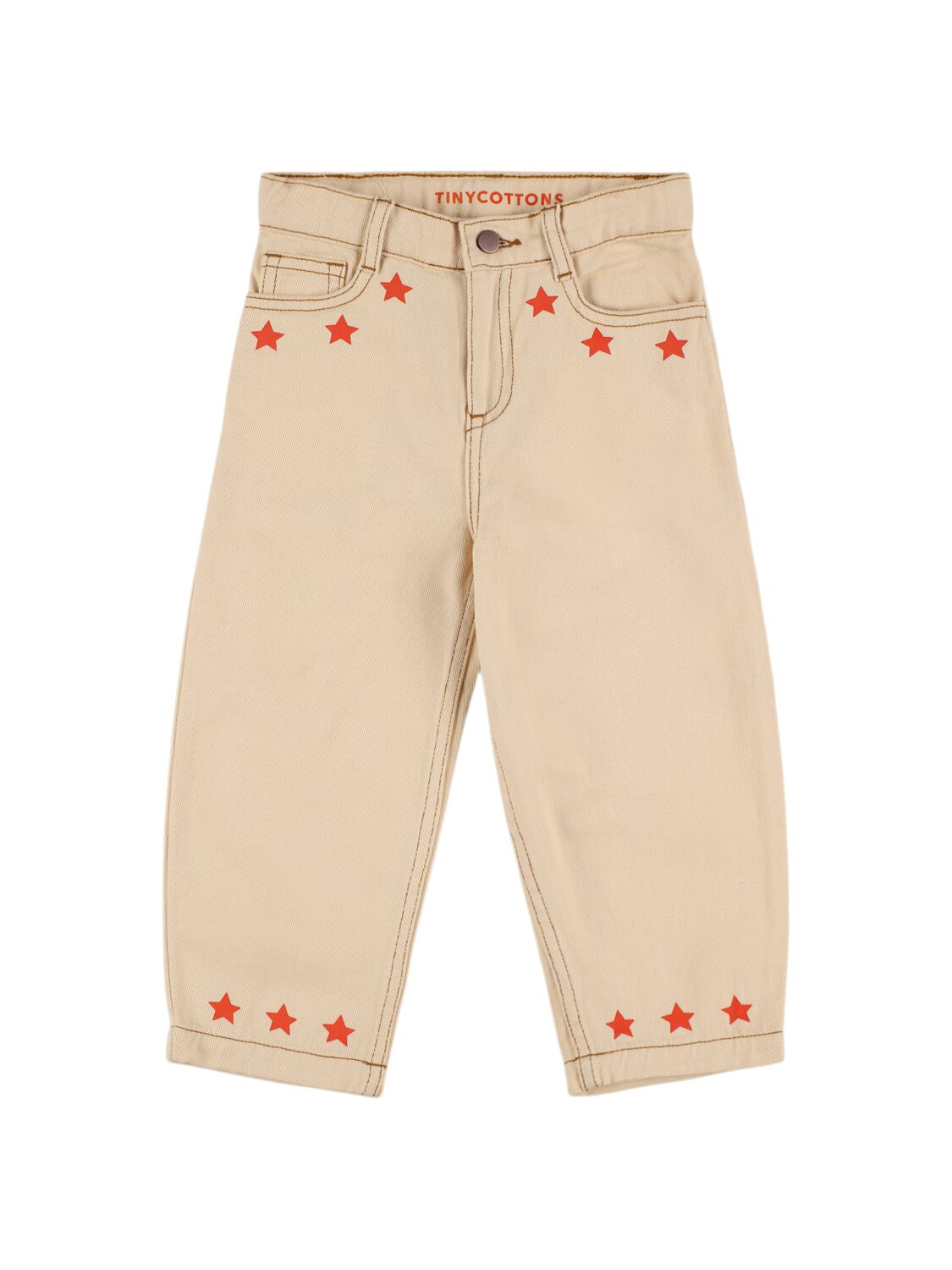Image of Star Print Cotton Denim Jeans