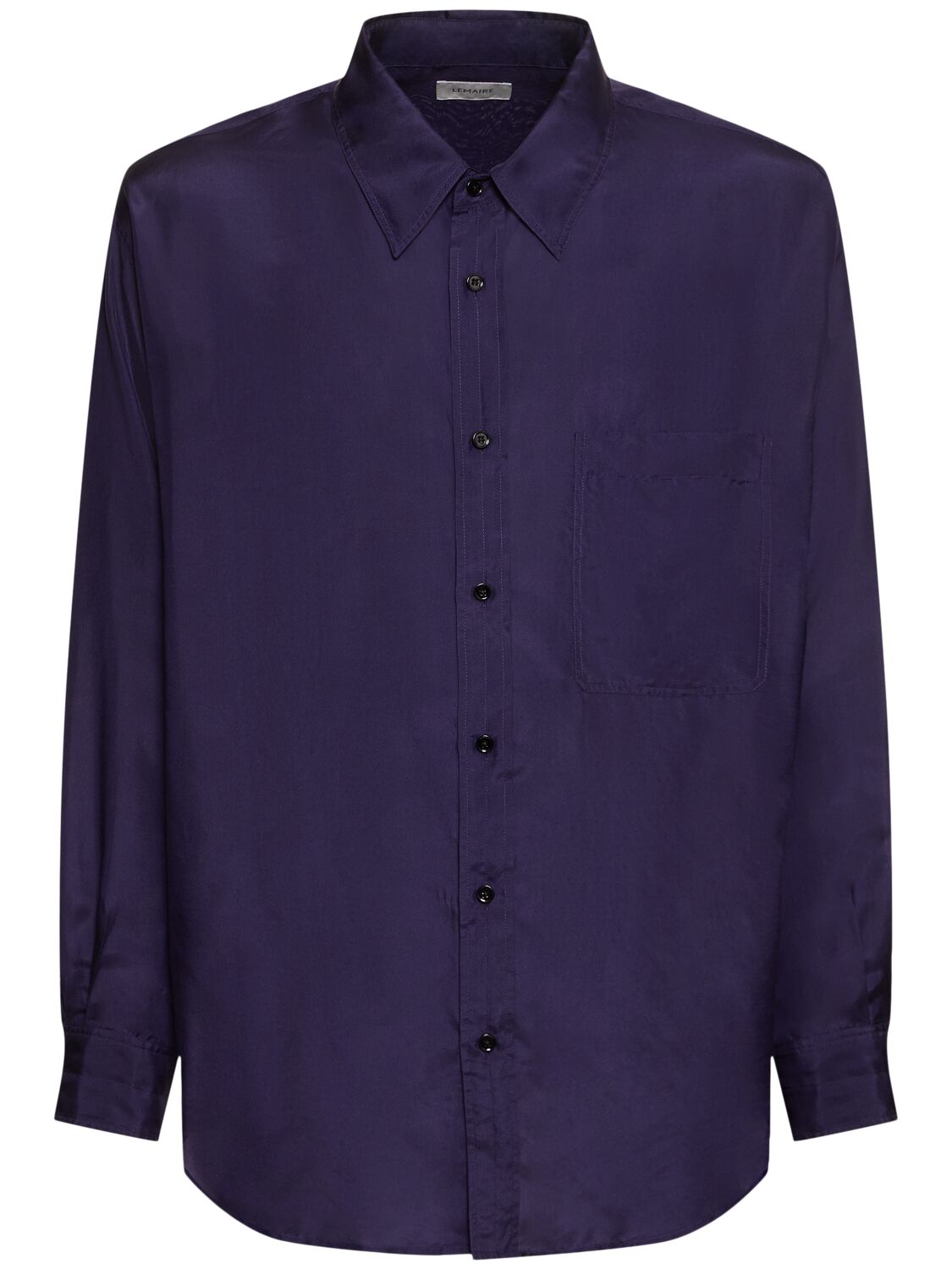 Shop Lemaire Loose Silk Twill Shirt In Purple