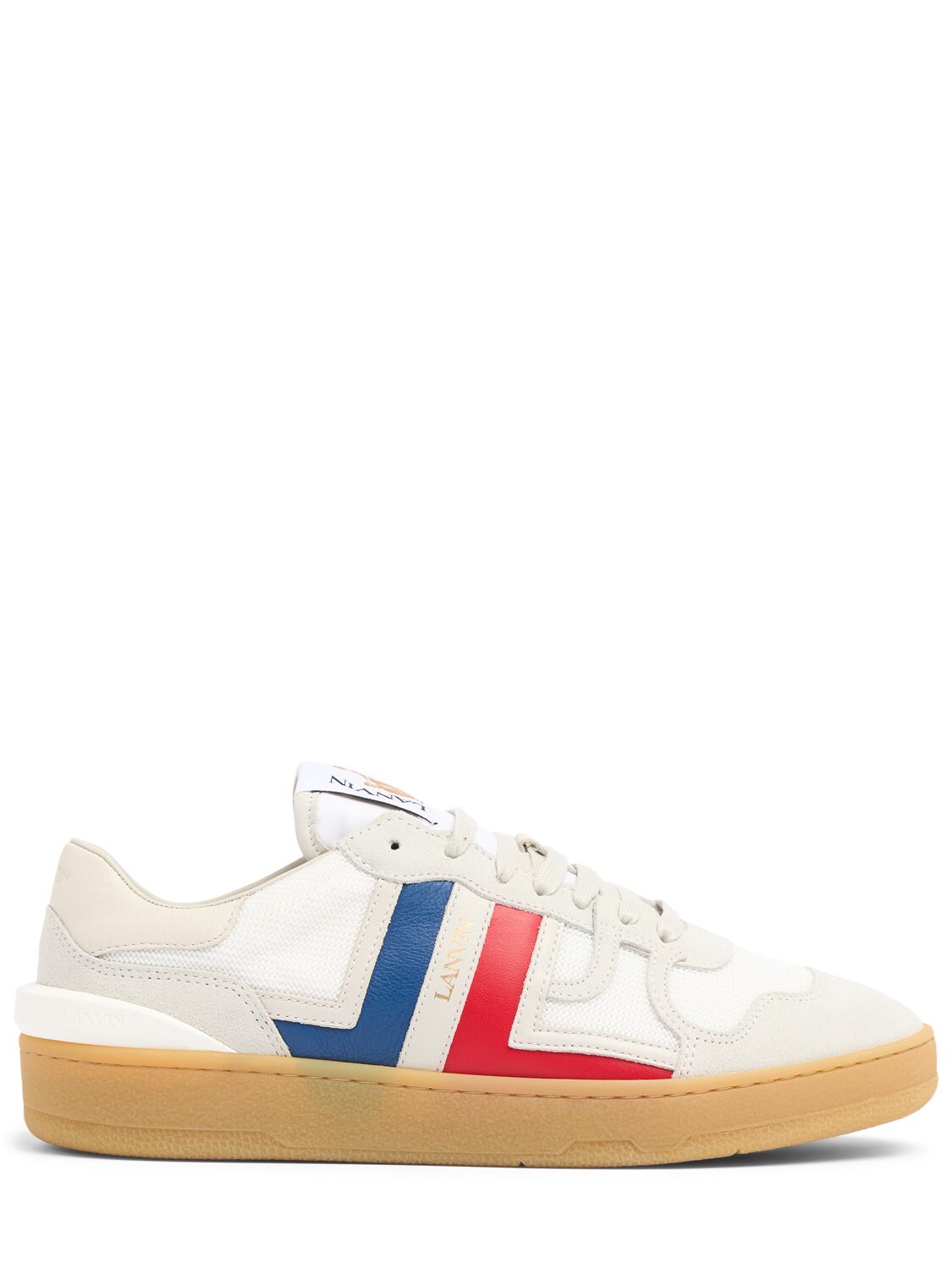 Shop Lanvin 10mm Clay Poly & Leather Sneakers In Whit,multi