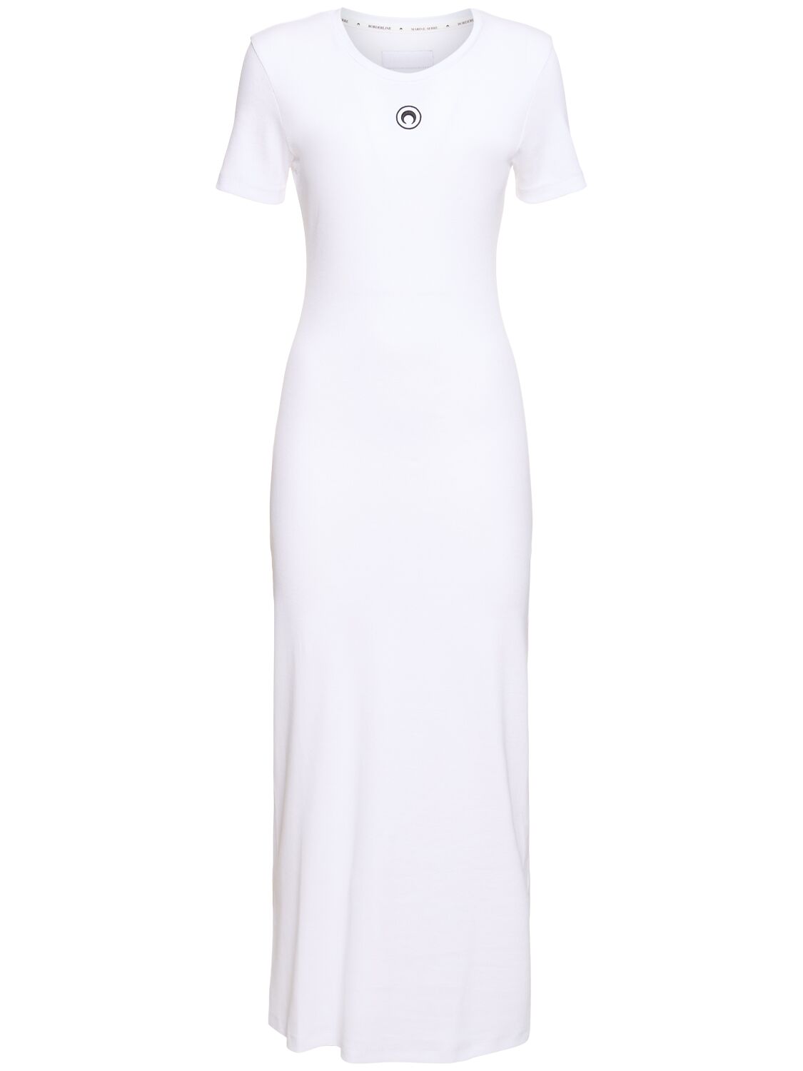 Marine Serre Logo Cotton Blend Jersey Midi Dress In White