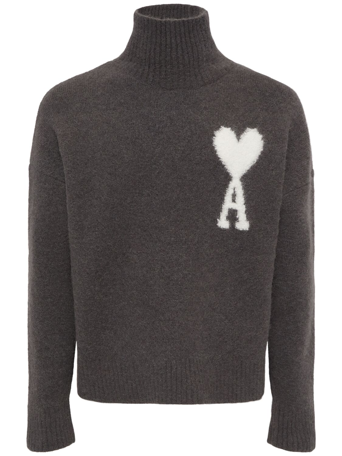 Shop Ami Alexandre Mattiussi Adc Alpaca Blend Turtleneck In Dark Grey