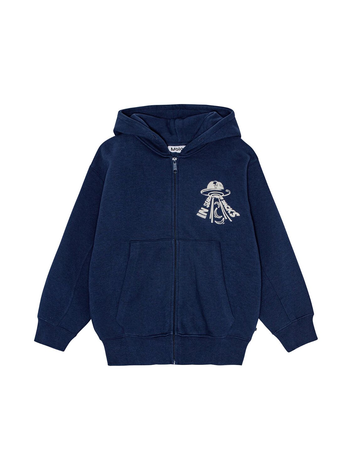 Shop Molo Cotton Blend Zip Hoodie In Blue