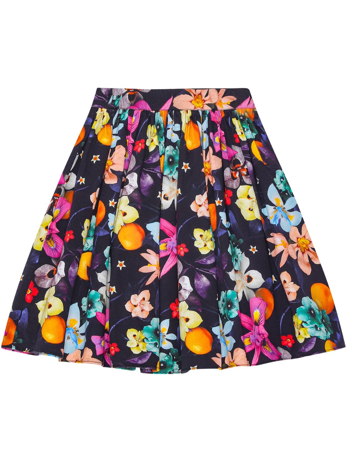 Molo Printed Cotton Pleated Skirt In Multi