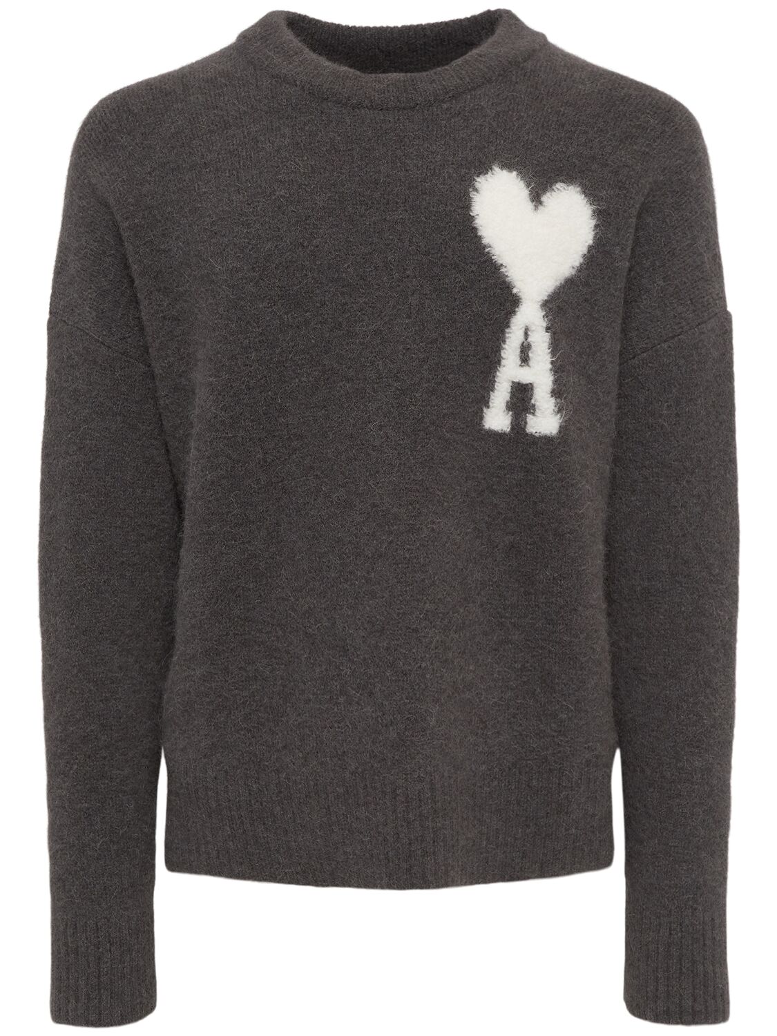 Shop Ami Alexandre Mattiussi Adc Alpaca Blend Crewneck Sweater In Dark Grey