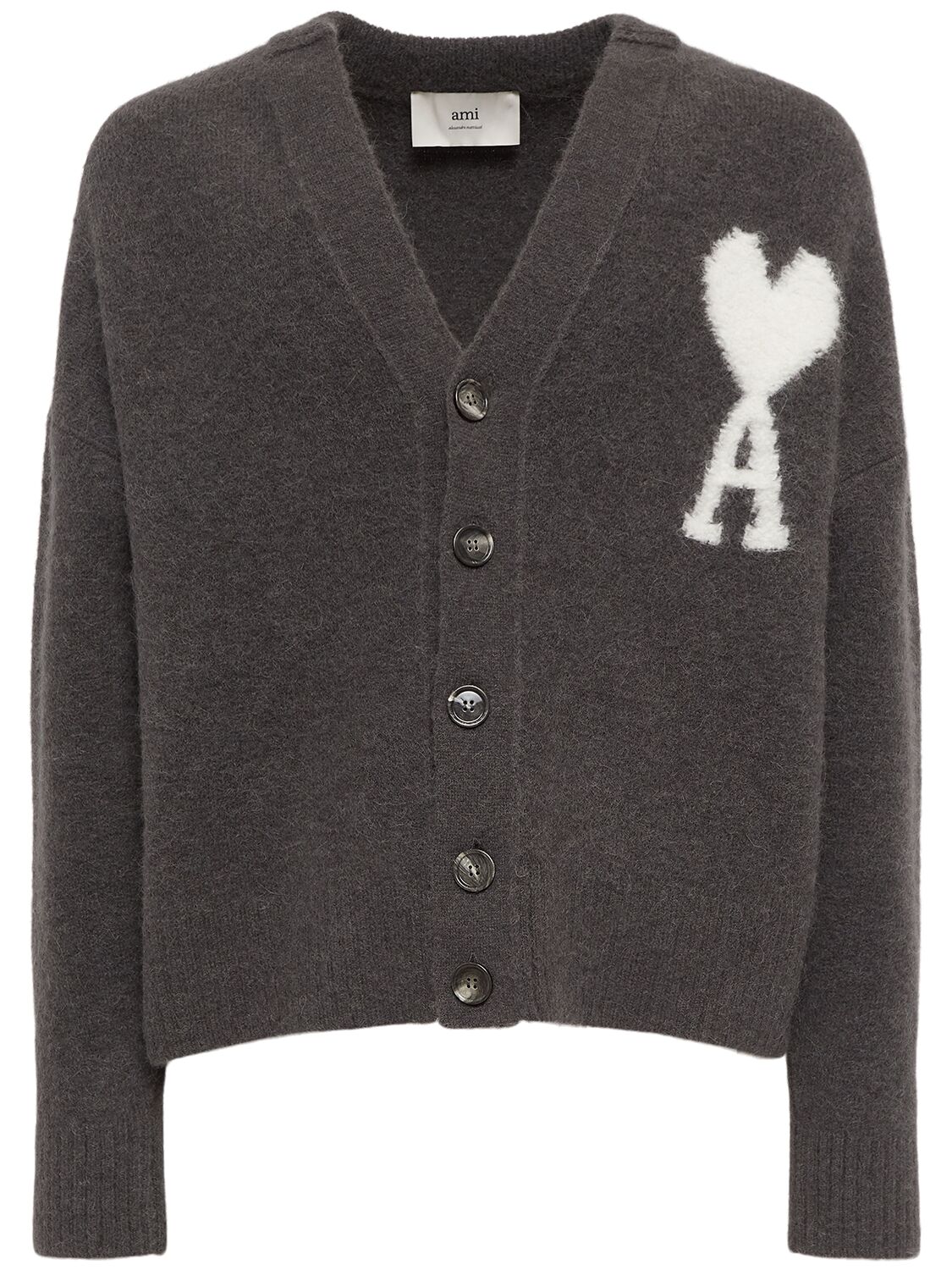 Ami Alexandre Mattiussi Adc Alpaca Blend Cardigan In Gray