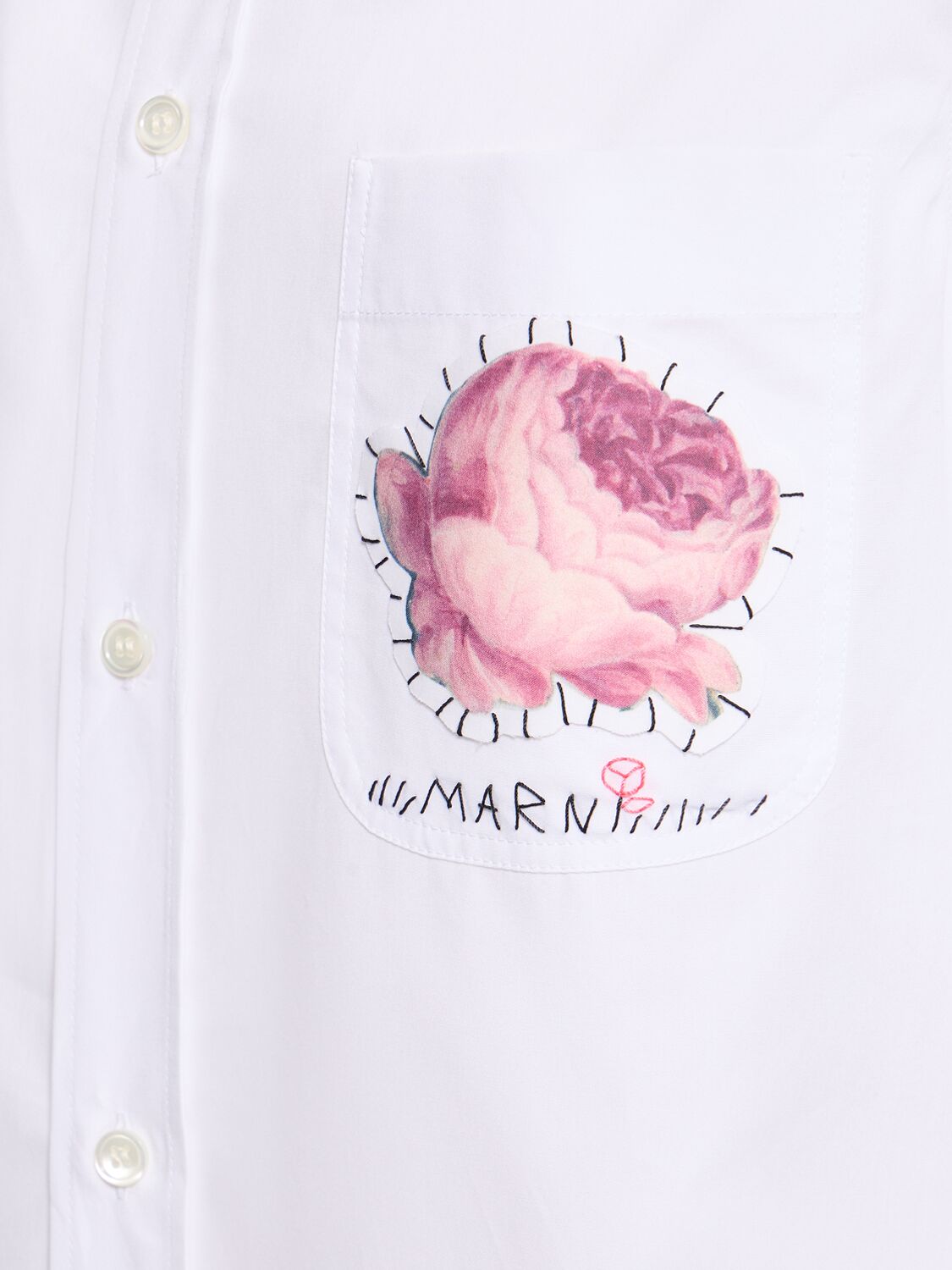Shop Marni Embroidered Cotton Poplin Shirt In White