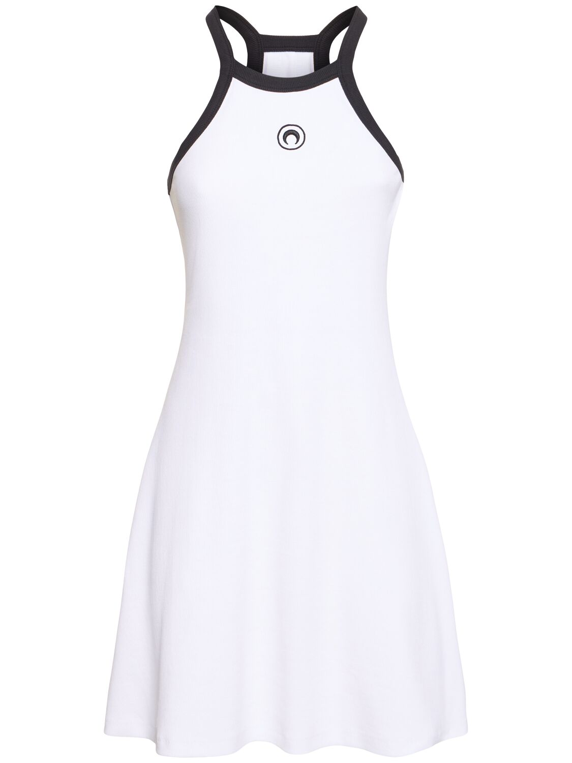 Shop Marine Serre Ribbed Cotton Mini Dress In White