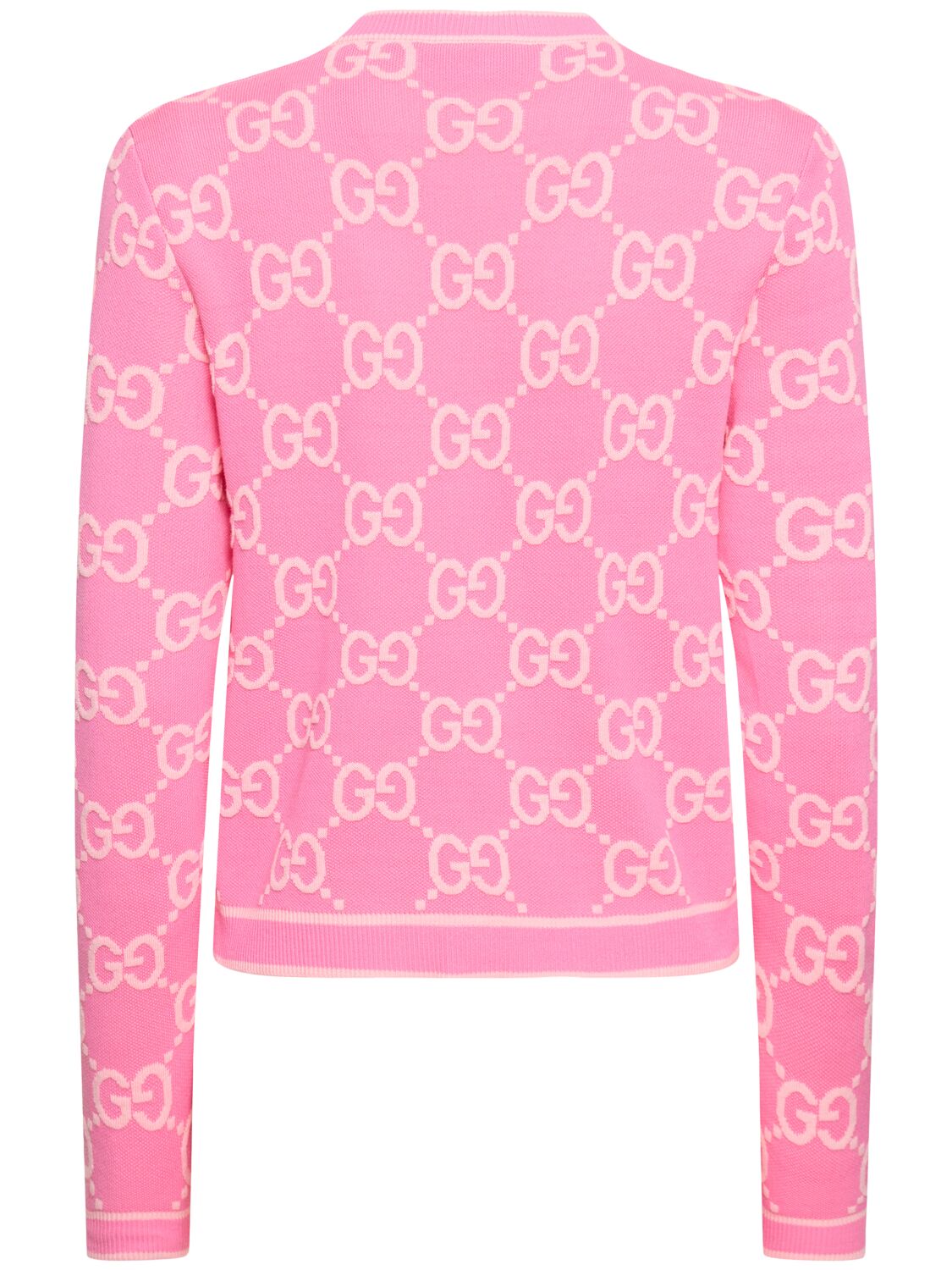 Shop Gucci Gg Cotton Jacquard Cardigan In Pink