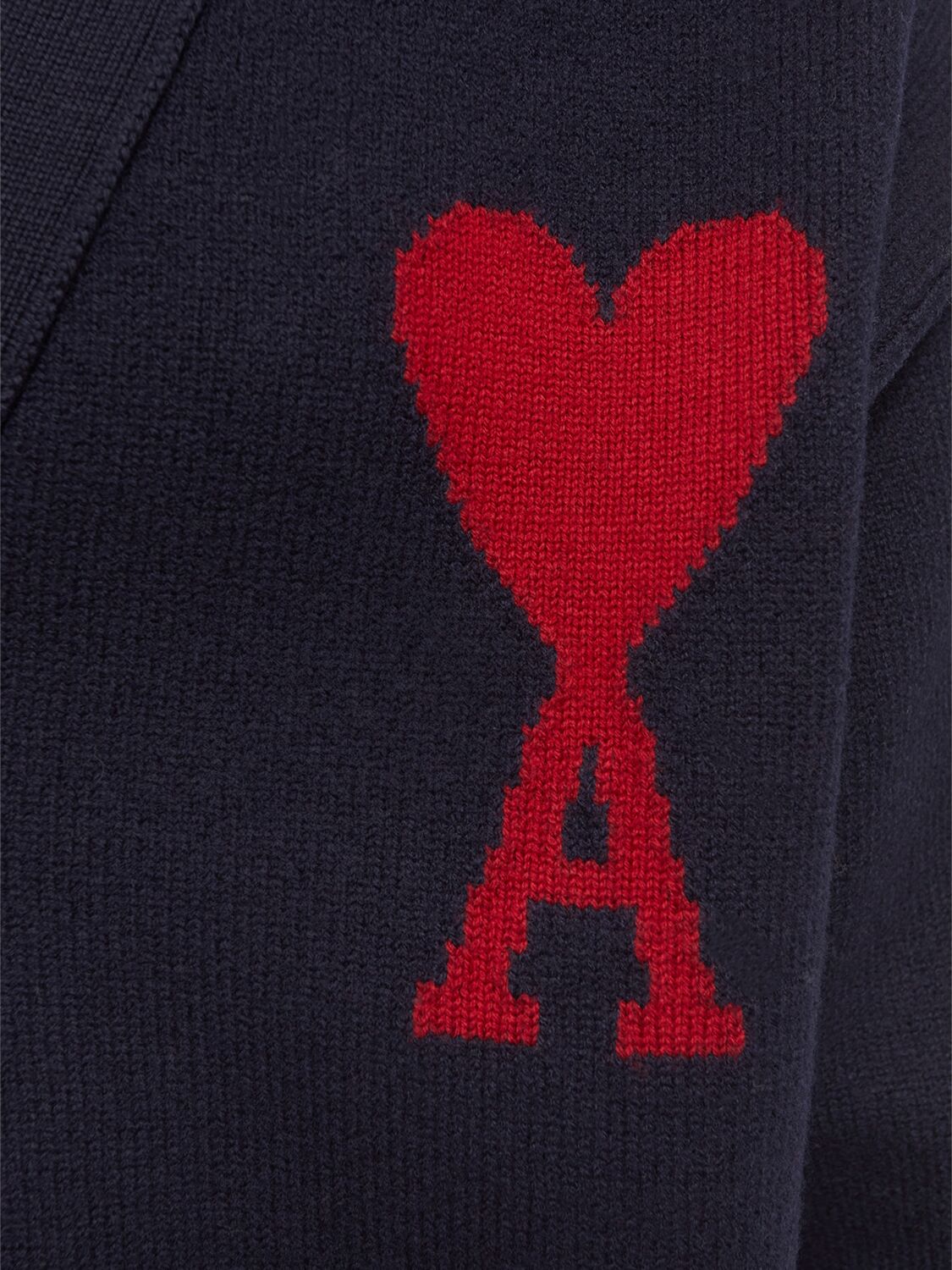 Shop Ami Alexandre Mattiussi Adc Wool Cardigan In Navy/red