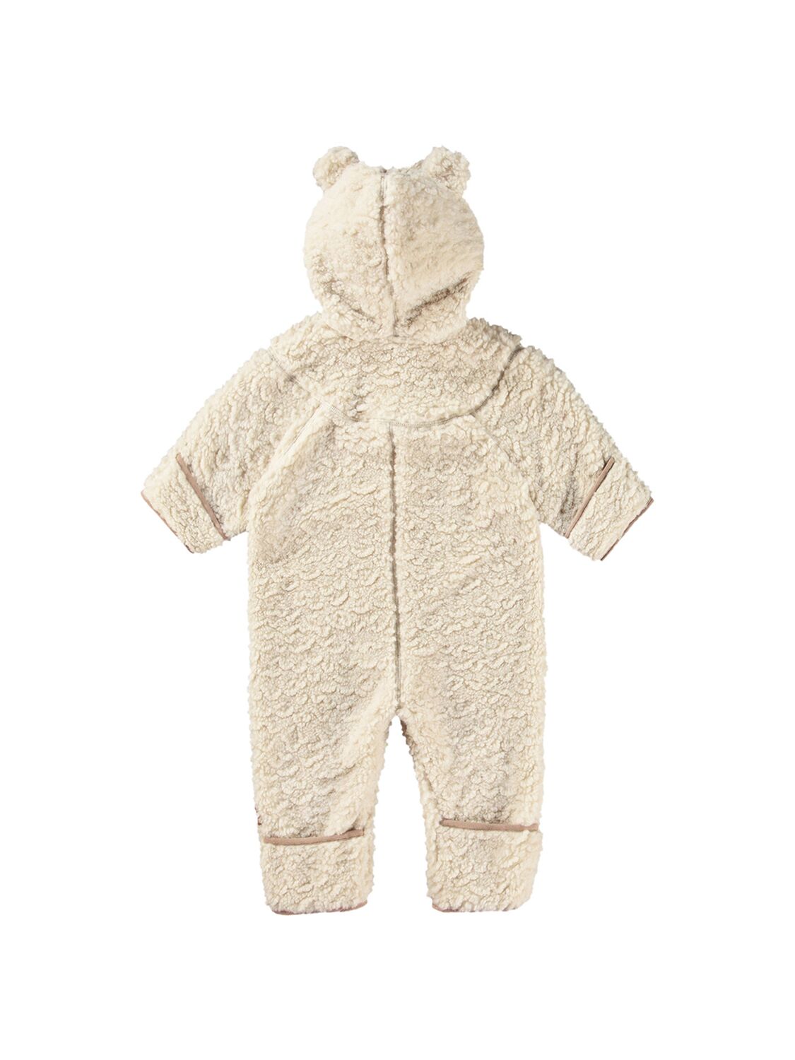 Shop Molo Recycled Polyester Teddy Romper In Beige