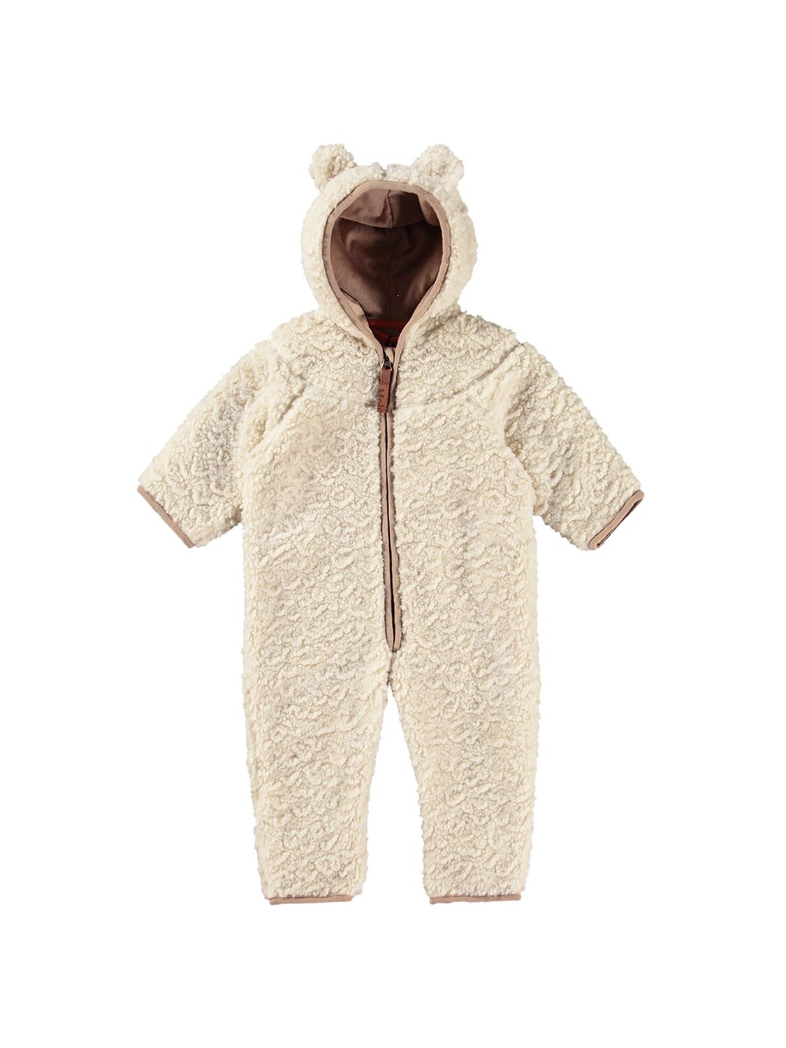 Molo Recycled Polyester Teddy Romper In Beige