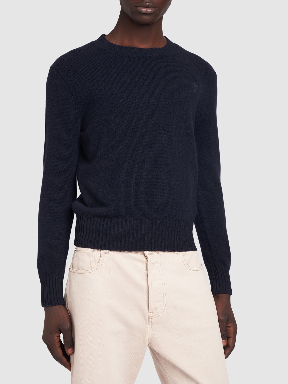 Shop Ami Alexandre Mattiussi Adc Logo Cashmere Sweater In Navy