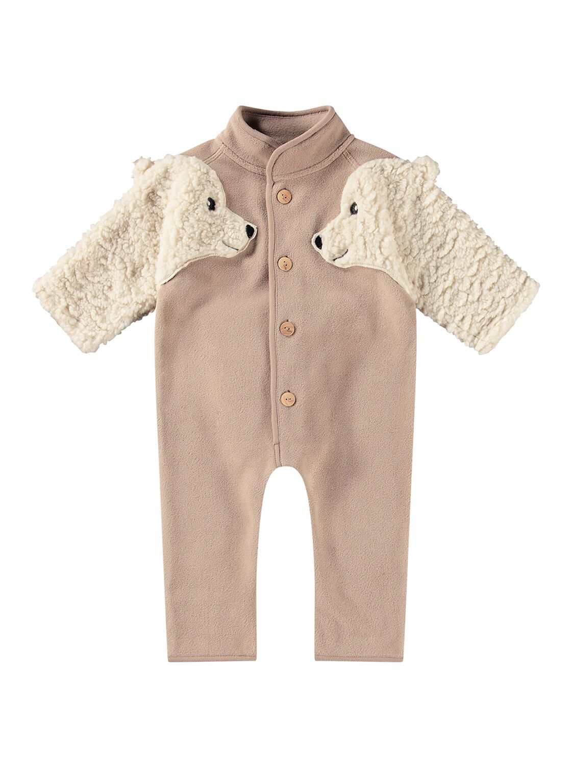 Molo Recycled Polyester Fleece Romper In Neutral