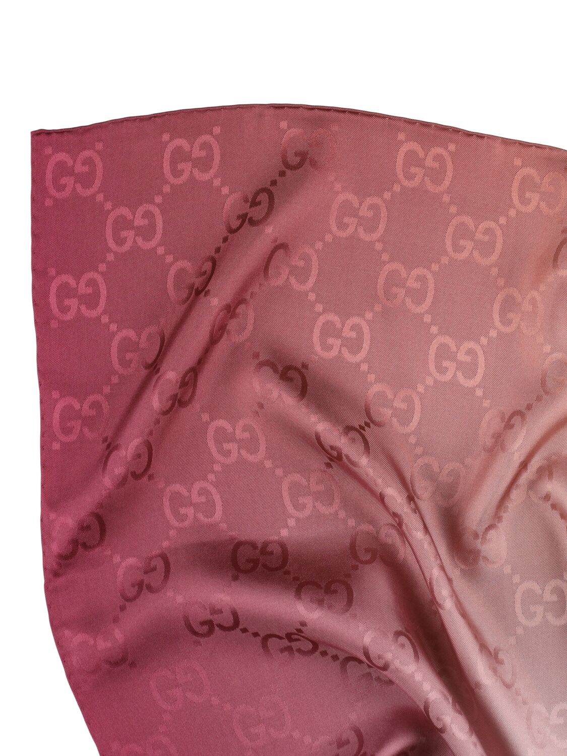 Shop Gucci Gg Silk Jacquard Scarf In Camel,pink