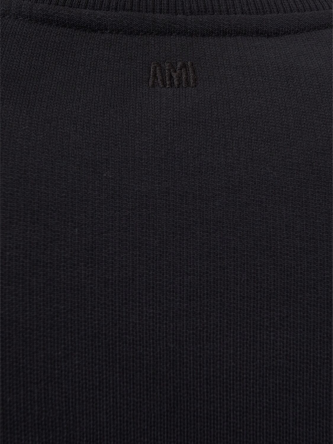 Shop Ami Alexandre Mattiussi Logo Cotton Crewneck Sweatshirt In Black