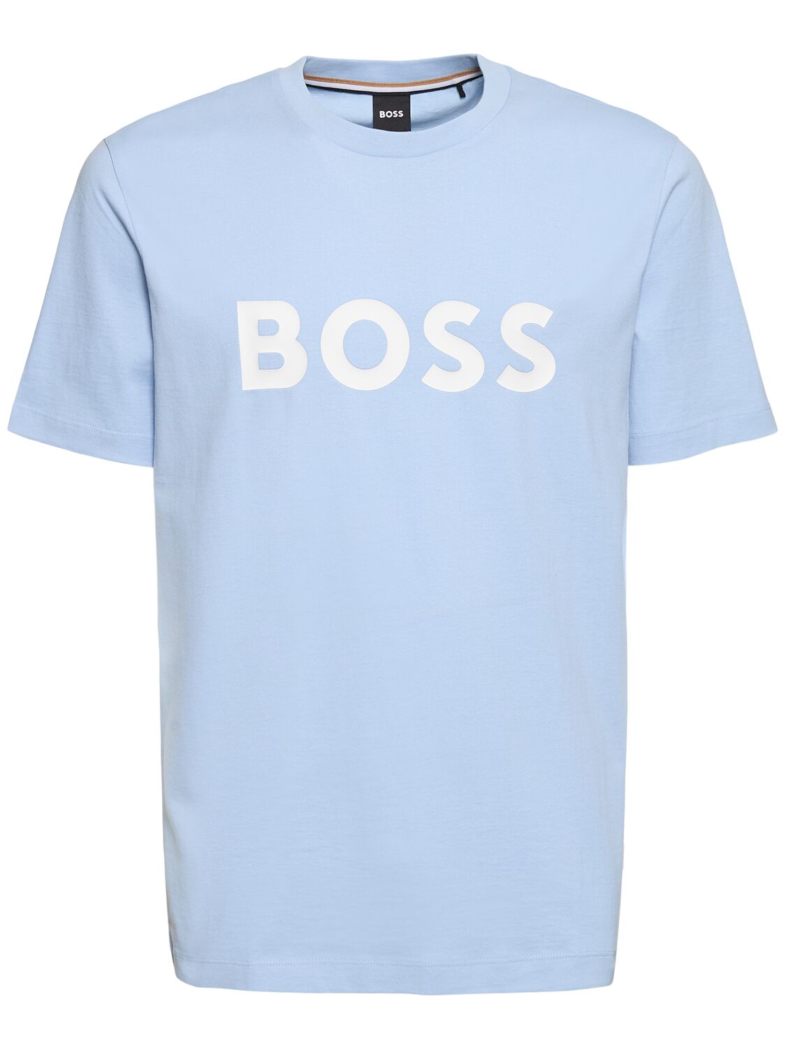 Shop Hugo Boss Tiburt 354 Logo Cotton T-shirt In Light Blue
